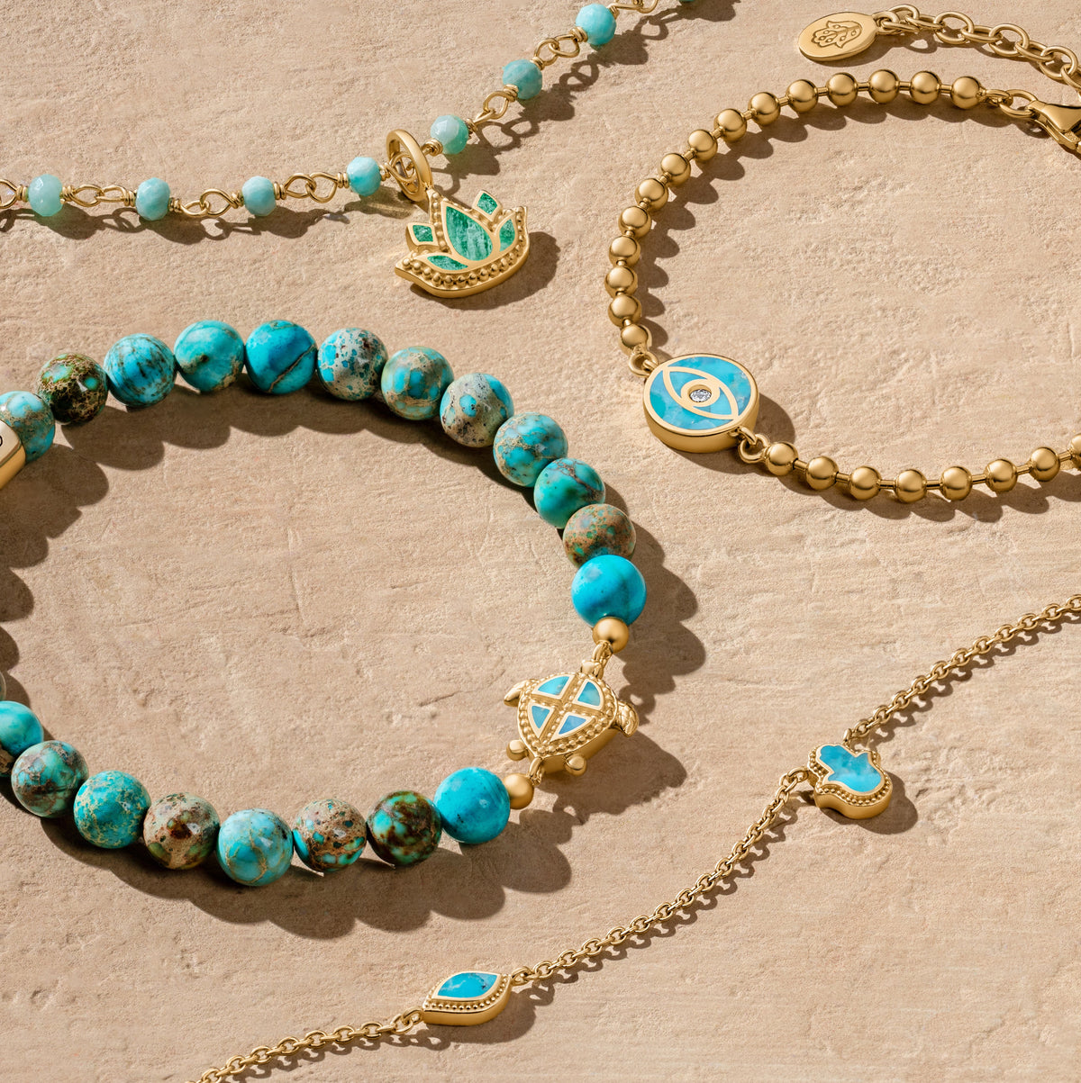 Rejuvenating Energy Turquoise Evil Eye Gold Bracelet