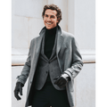 Marco (black) - Italian lambskin leather gloves with white rabbit fur lining 9