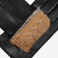 Marco (black) - Italian lambskin leather gloves with brown rabbit fur lining 5