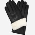 Marco (black) - Italian lambskin leather gloves with white rabbit fur lining 1