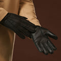 Matteo (black) - Italian gloves made of American deerskin leather with cashmere lining 10