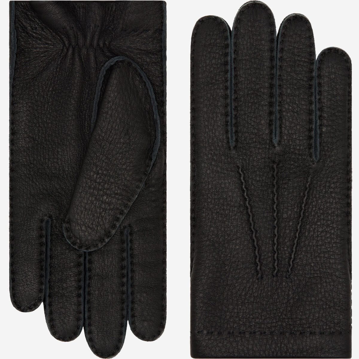 Matteo (black) - Italian gloves made of American deerskin leather with cashmere lining