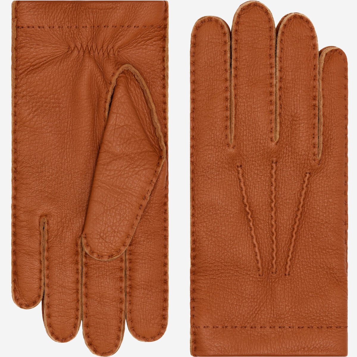 Matteo (brown) - Italian gloves made of American deerskin leather with cashmere lining