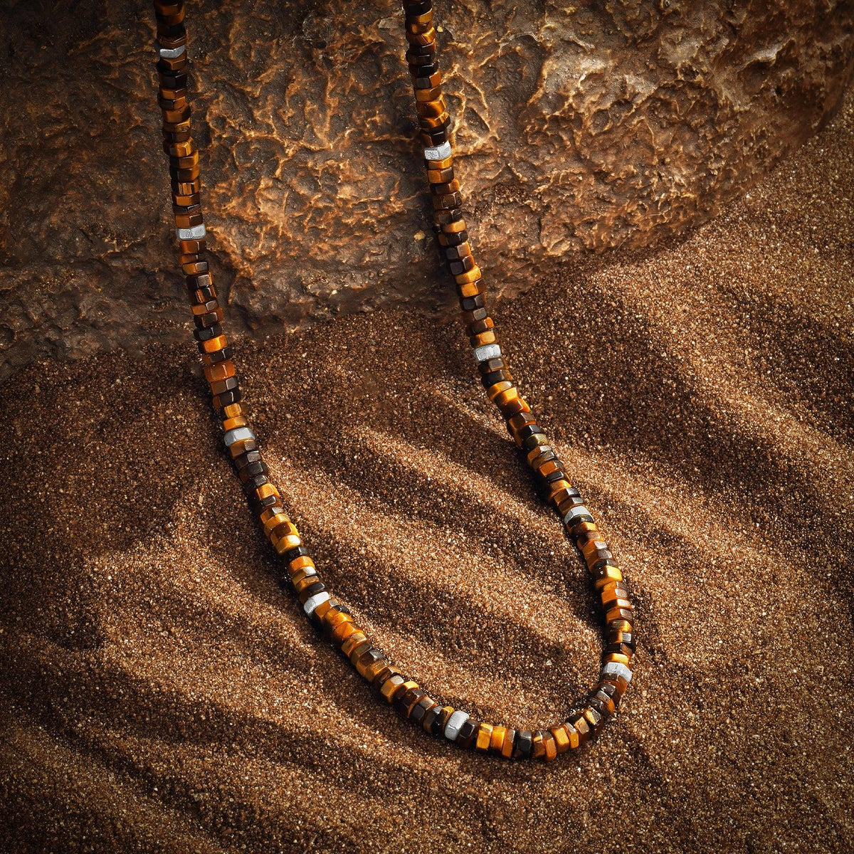 Bold Heart Tiger's Eye Heishi Choker Necklace