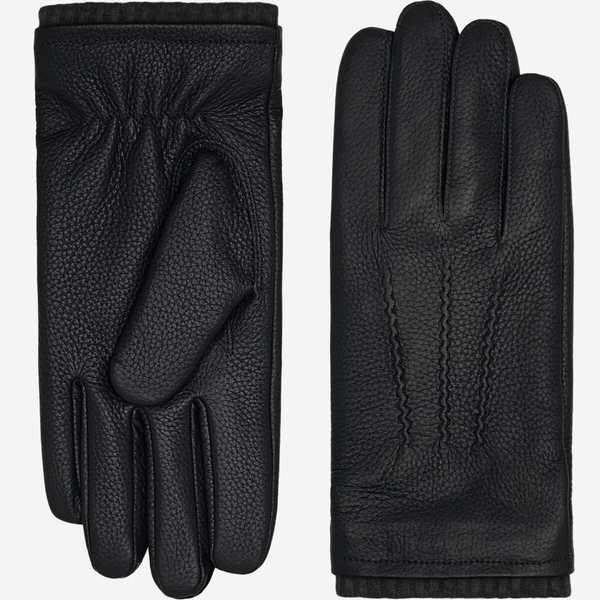 Noah (black) – Luxurious deerskin leather gloves with warm wool lining