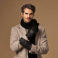Noah (black) – Luxurious deerskin leather gloves with warm wool lining 2