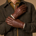 Noah (brown) – Luxurious deerskin leather gloves with warm wool lining 4