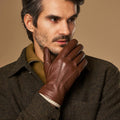 Noah (brown) – Luxurious deerskin leather gloves with warm wool lining 2