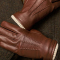 Noah (brown) – Luxurious deerskin leather gloves with warm wool lining 7