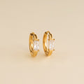 Baguette Crystal Rounded Huggie Hoop Earrings 1