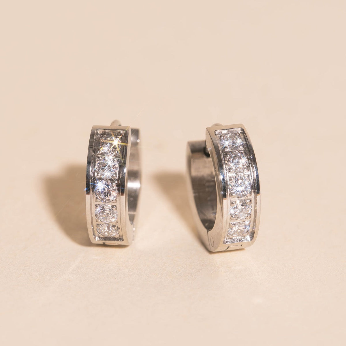 Crystal Chunky Huggie Hoop Earrings