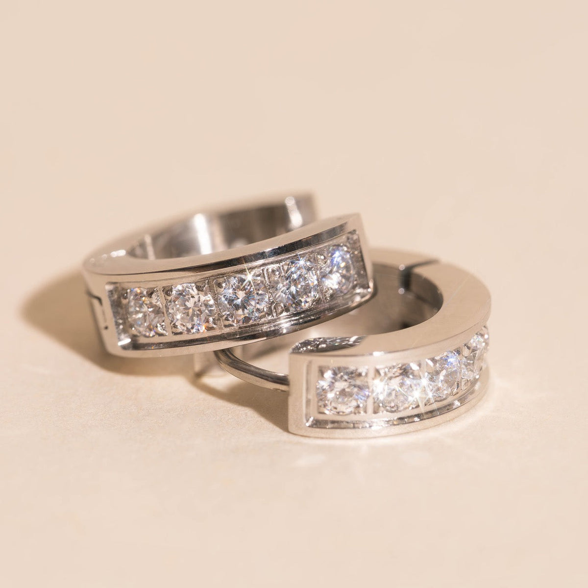 Crystal Chunky Huggie Hoop Earrings