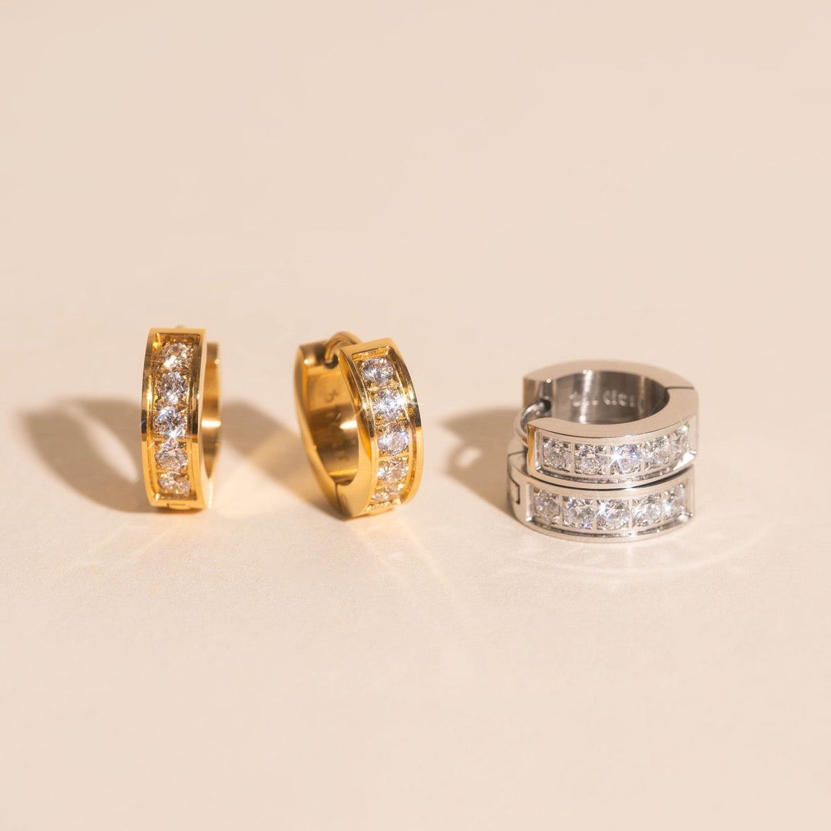 Crystal Chunky Huggie Hoop Earrings