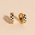 Checkered Chunky Huggie Hoop Earrings 4