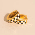 Checkered Chunky Huggie Hoop Earrings 2