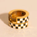 Checkered Chunky Huggie Hoop Earrings 6