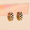 Checkered Chunky Huggie Hoop Earrings 7