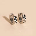 Checkered Chunky Huggie Hoop Earrings 3