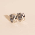 Pearl Shell Checkered Super Chunky Huggie Hoop Earrings 6