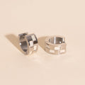 Pearl Shell Checkered Super Chunky Huggie Hoop Earrings 3