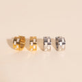 Pearl Shell Checkered Super Chunky Huggie Hoop Earrings 7