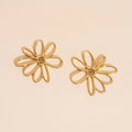 Jumbo Wire Floral Huggie Hoop Earrings 1