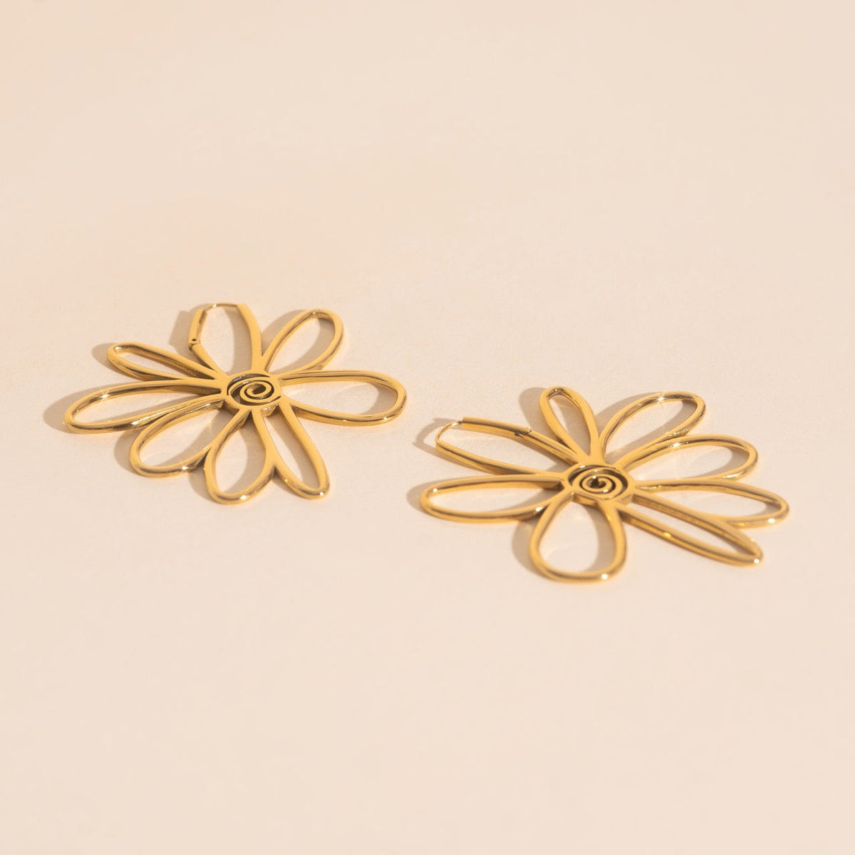 Jumbo Wire Floral Huggie Hoop Earrings