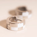 9mm Block Checkered Super Chunky Huggie Hoop Earrings 4