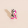 9mm Block Checkered Super Chunky Huggie Hoop Earrings 8