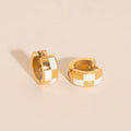 9mm Block Checkered Super Chunky Huggie Hoop Earrings 2