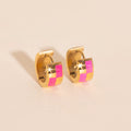 9mm Block Checkered Super Chunky Huggie Hoop Earrings 9