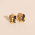 9mm Block Checkered Super Chunky Huggie Hoop Earrings 5