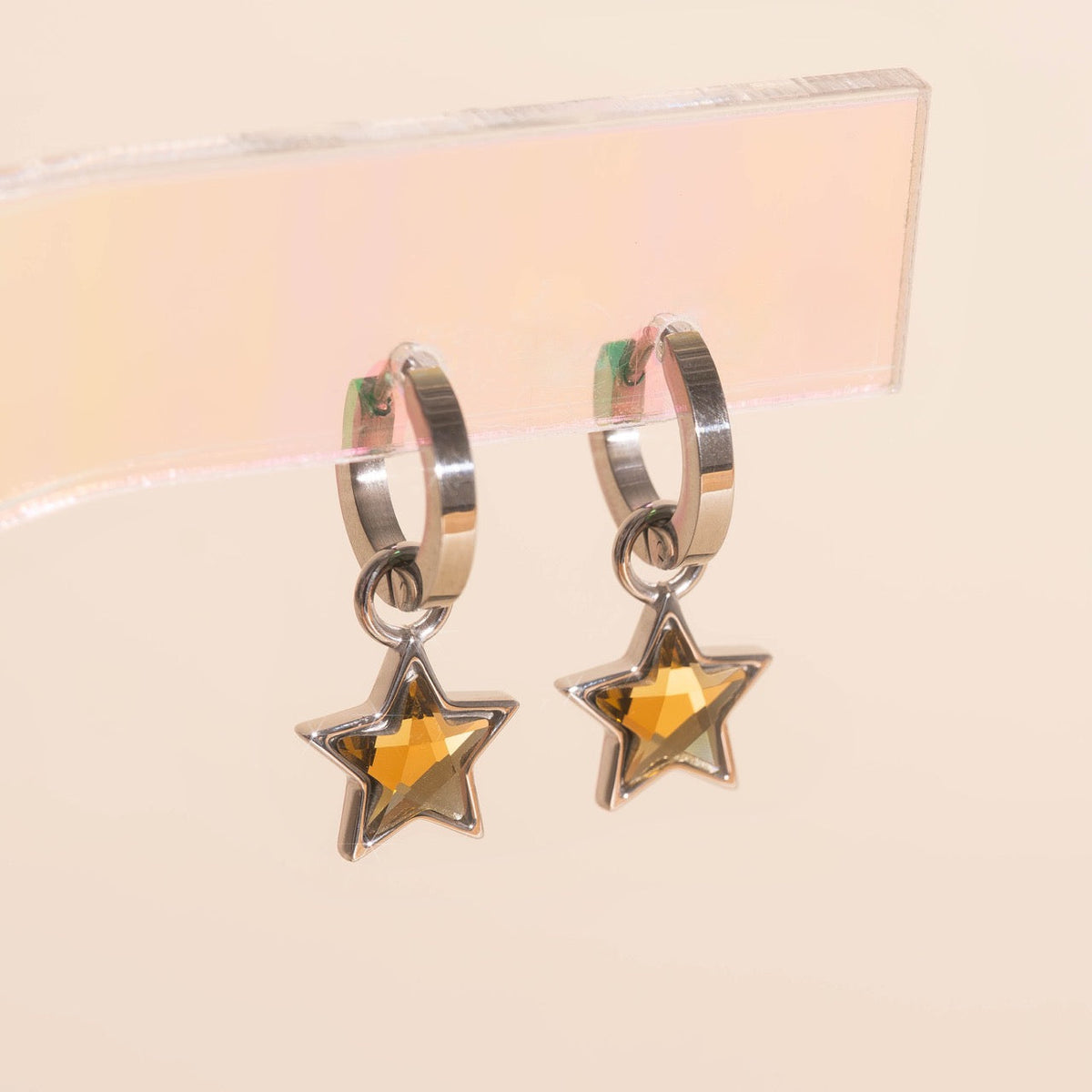 Shiny Star Huggie Hoop Charms