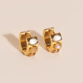 Triple Stone Super Chunky Huggie Hoop Earrings 5