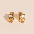 Triple Stone Super Chunky Huggie Hoop Earrings 2