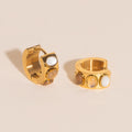 Triple Stone Super Chunky Huggie Hoop Earrings 1