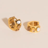 Triple Stone Super Chunky Huggie Hoop Earrings