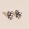 Triple Stone Super Chunky Huggie Hoop Earrings 8