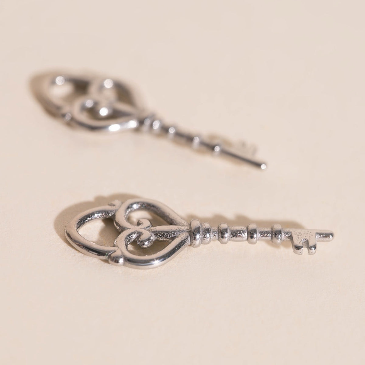 Key Heart Huggie Hoop Charms