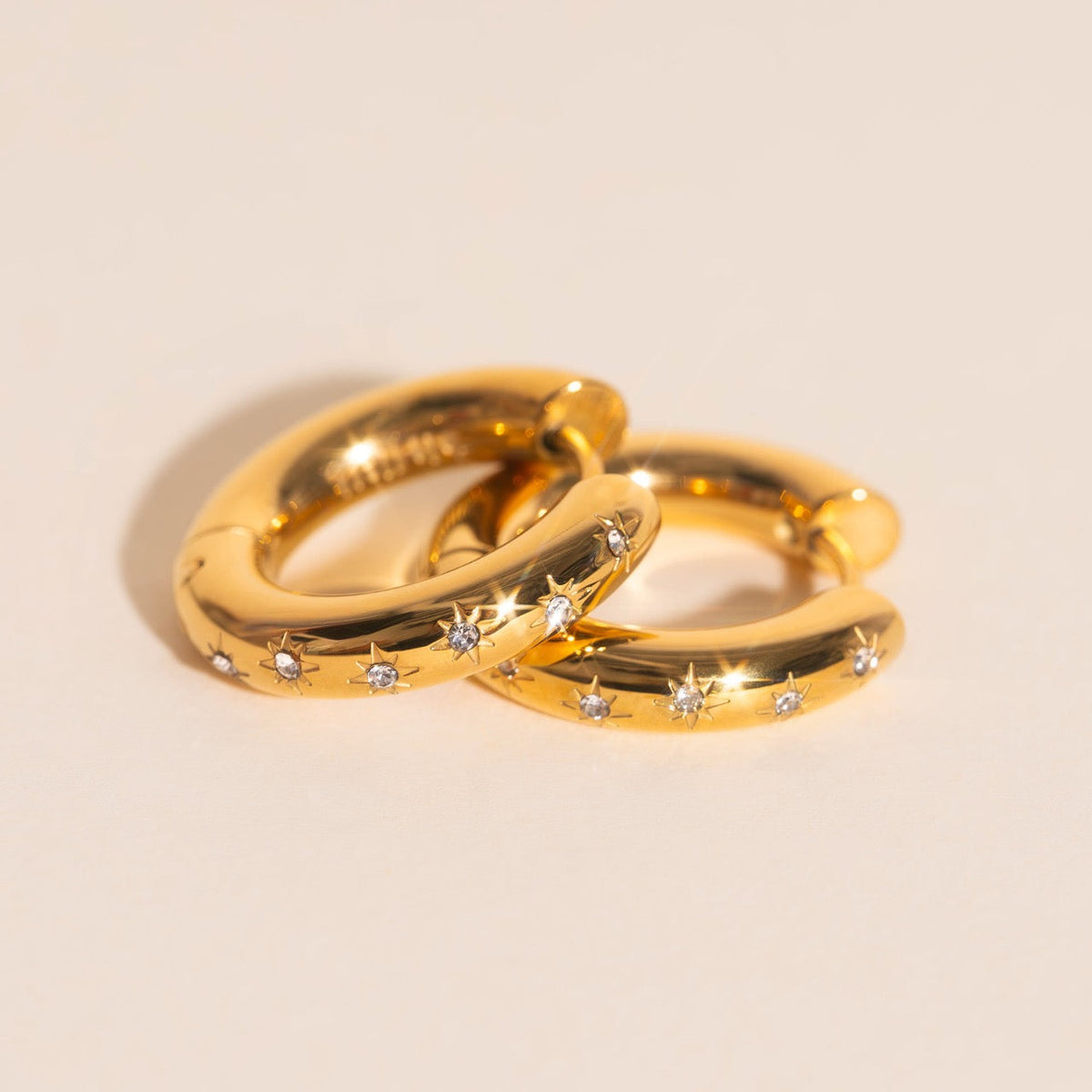 Starburst Chunky Rounded Huggie Hoop Earrings
