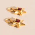 Ruby Star Chunky Huggie Hoop Charms - Image 1