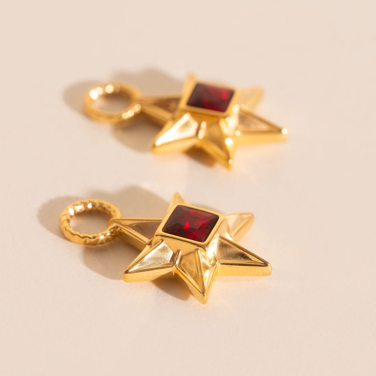 Ruby Star Chunky Huggie Hoop Charms