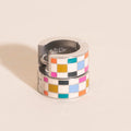 Bright Checkered Super Chunky Huggie Hoop Earrings 5