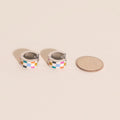 Bright Checkered Super Chunky Huggie Hoop Earrings 9