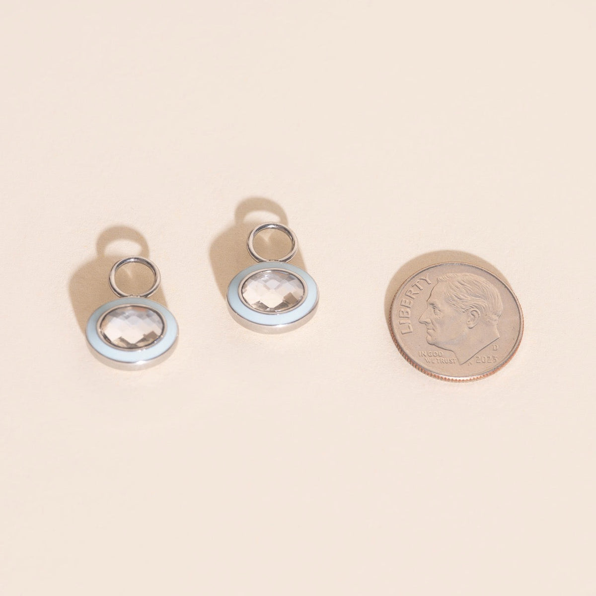 Blue Frost Chunky Huggie Hoop Charms