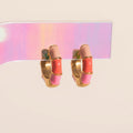 Color Block Chunky Rounded Huggie Hoop Earrings 8