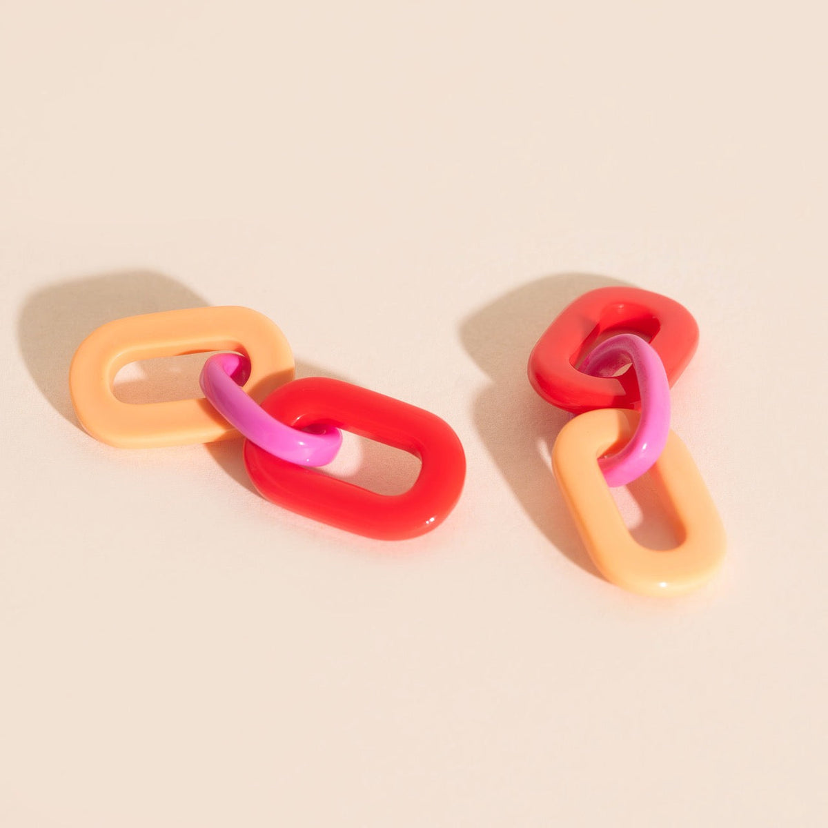 Color Block Acrylic Chain Huggie Hoop Charms