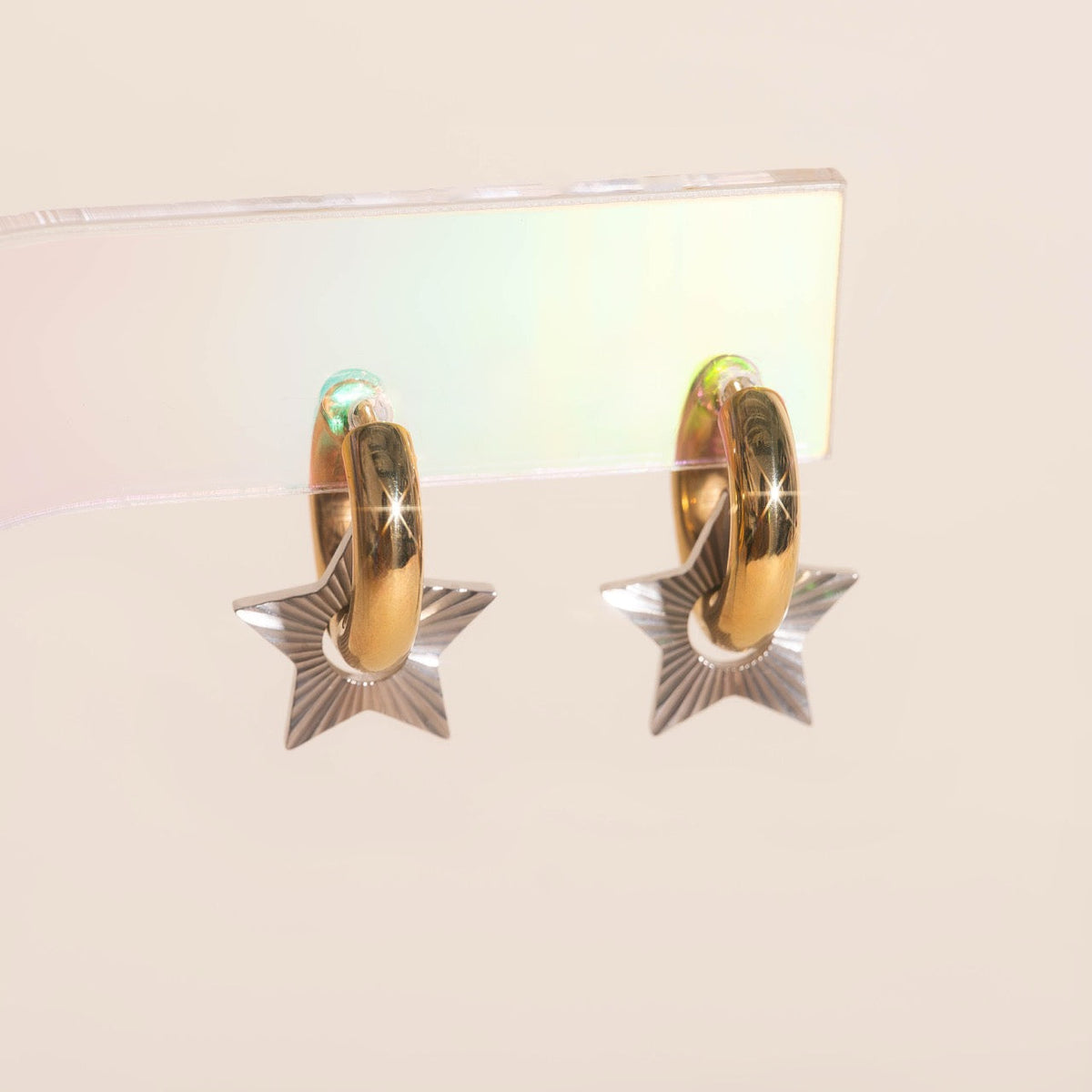 Winter Star Chunky Huggie Hoop Charms