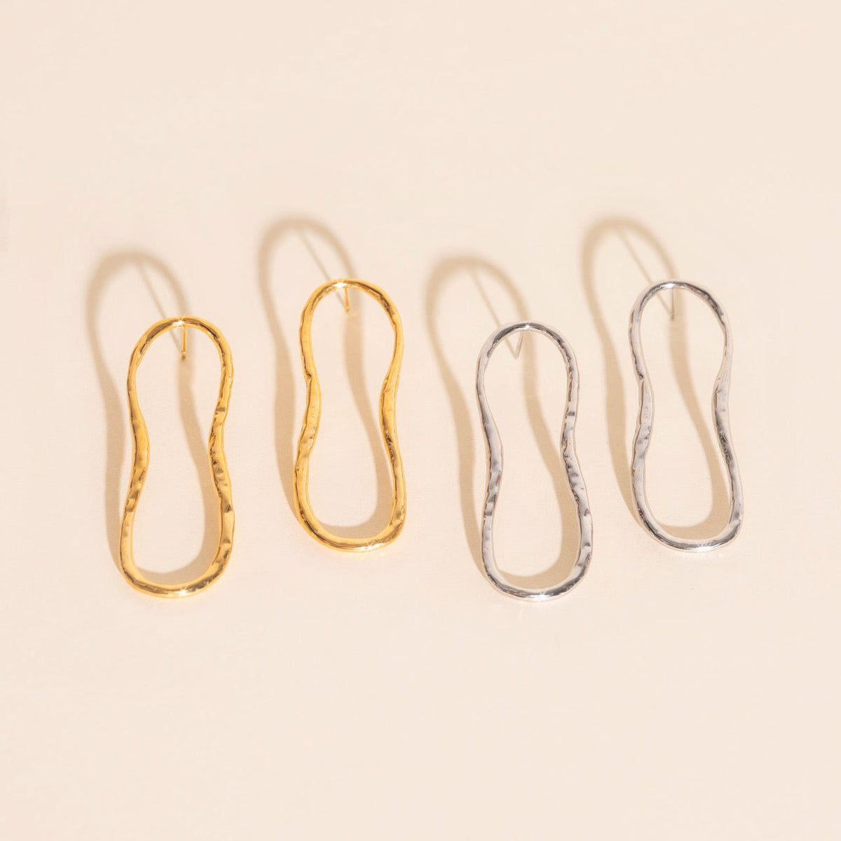 Hammered Oval Stud Earrings