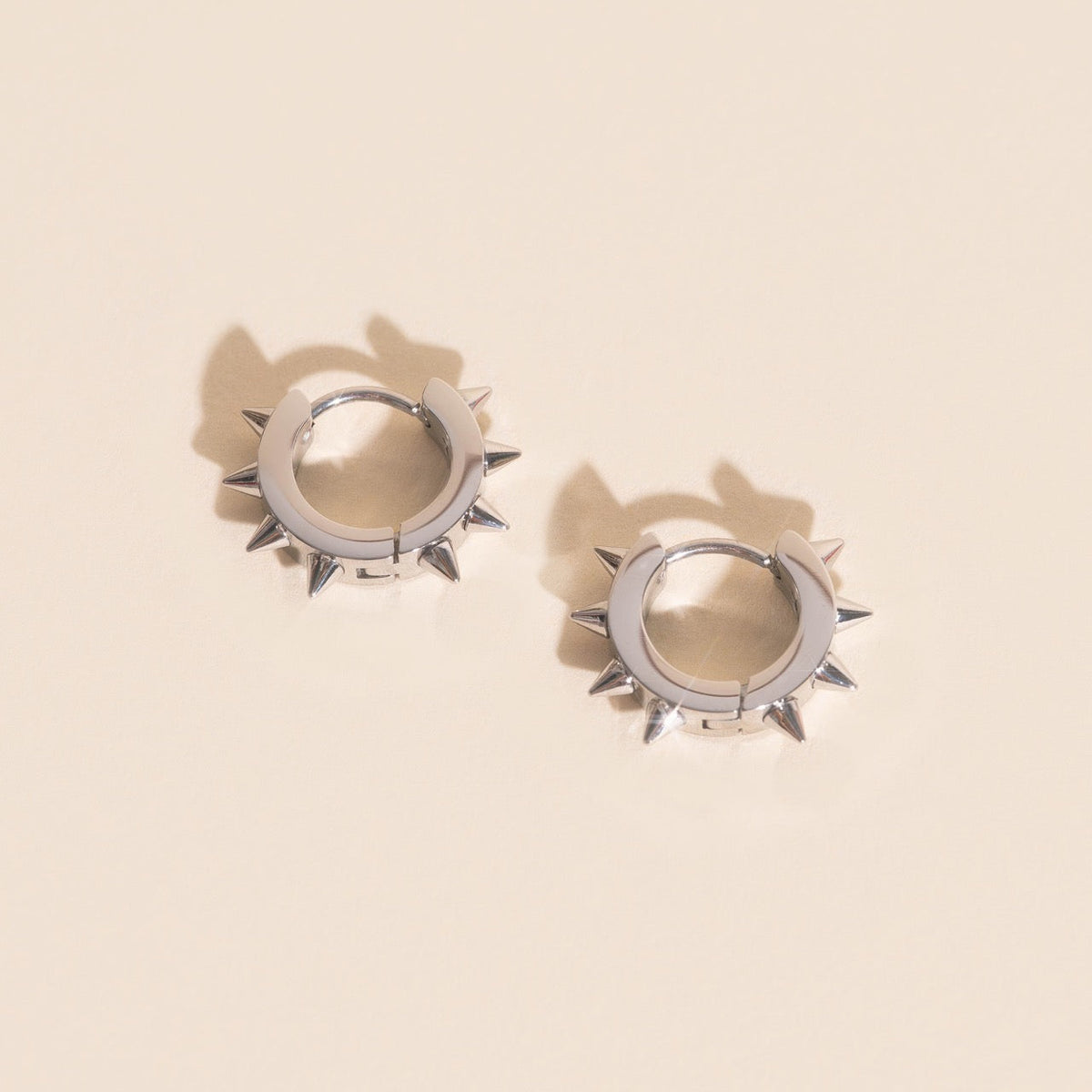 Spiked Chunky Huggie Hoop Earrings